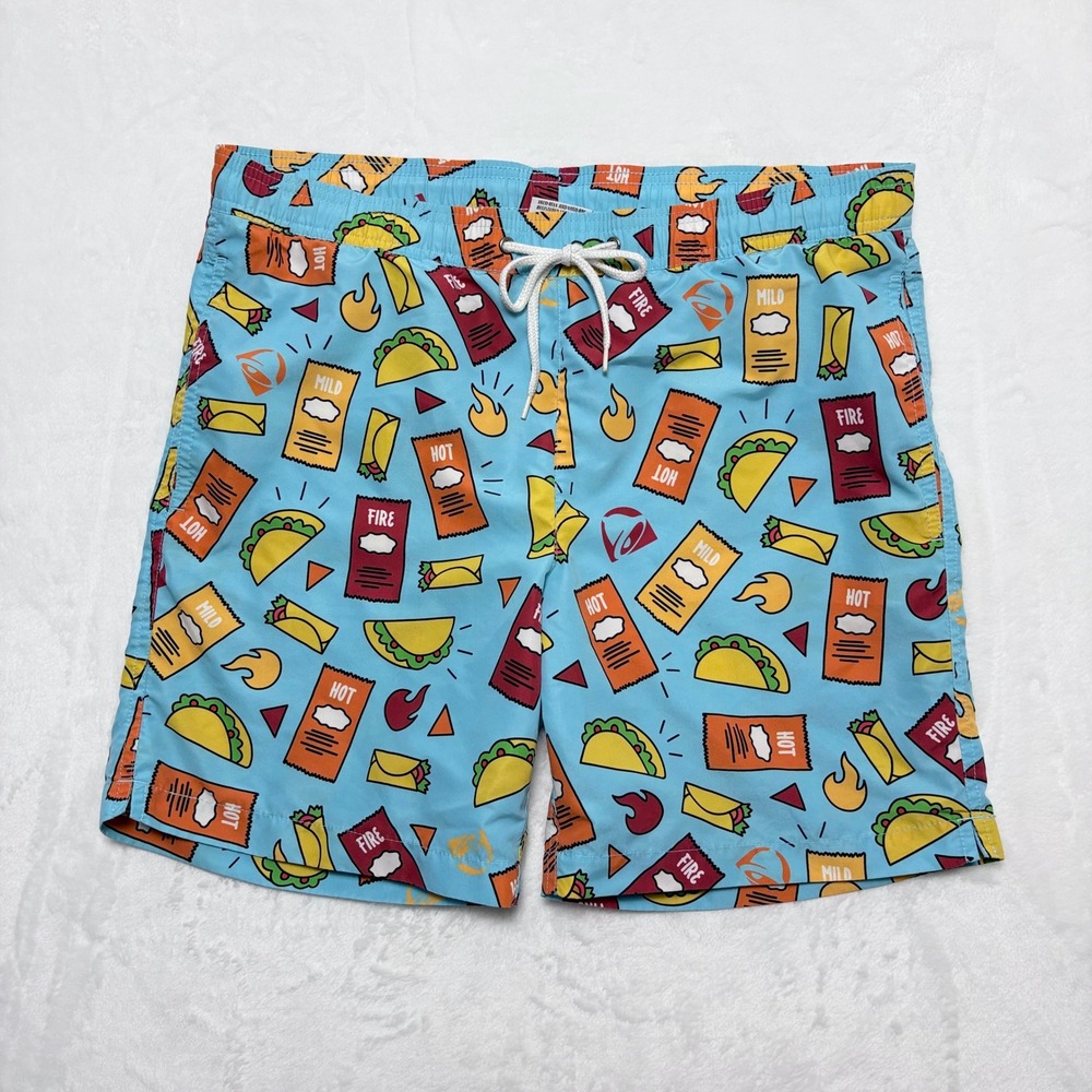 Ripple Junction Taco Bell Swim Trunks Small Hot Sauce Packets Tacos Board Shorts